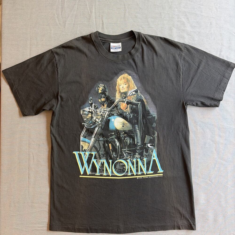 Vintage 1992 Wynonna Judd Debut Tour Shirt L Hanes Motorcycle Harley Dog